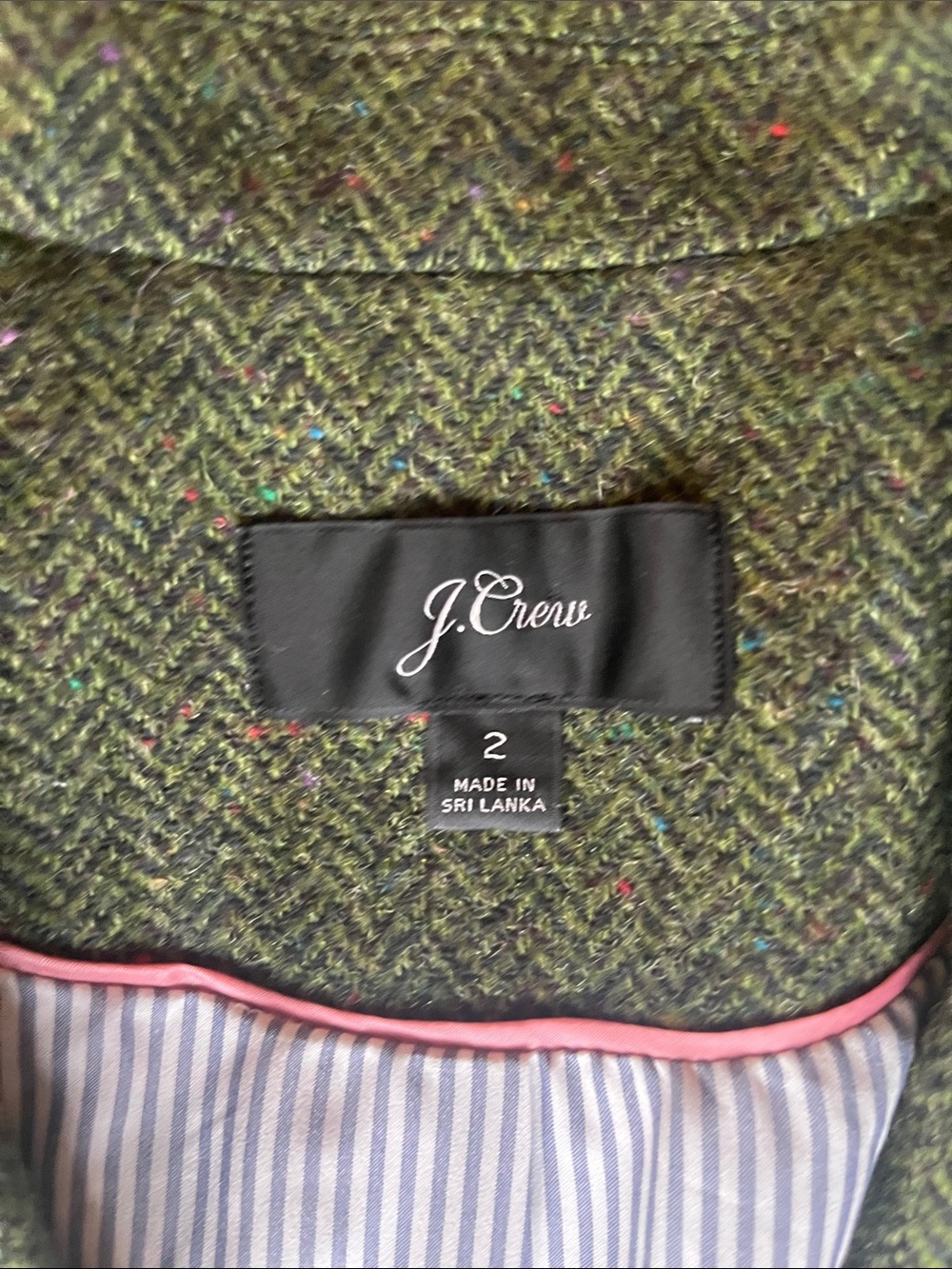 J. Crew Green Herringbone Women's Blazer - Size 2 - Picture 2 of 10